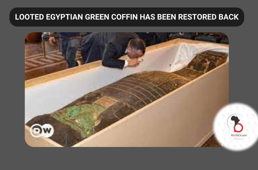  LOOTED EGYPTIAN GREEN COFFIN HAS BEEN RESTORED